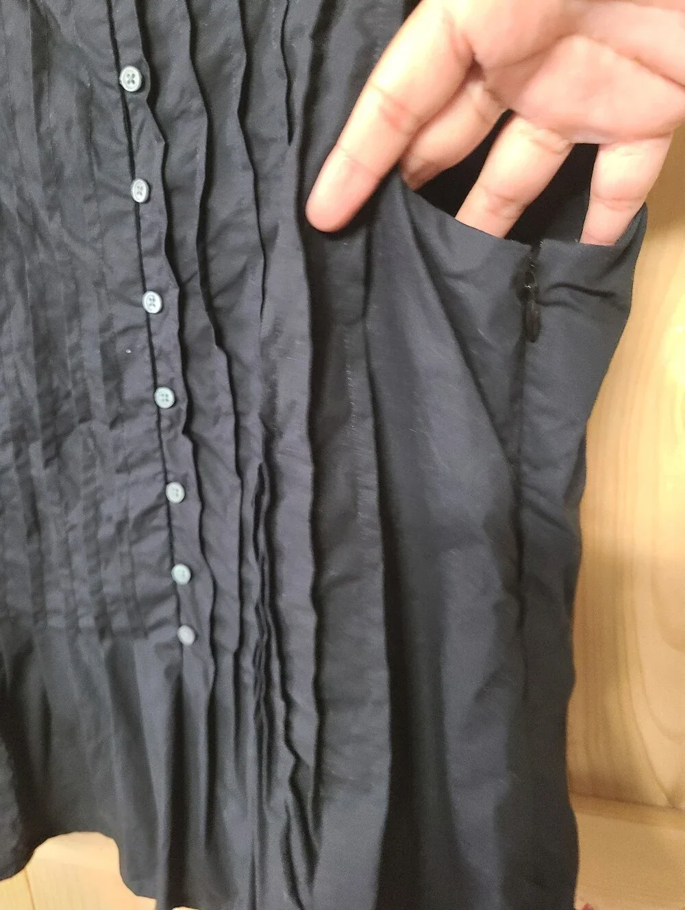 J. Crew Black Pintuck Sleeveless Button-Front Blouse